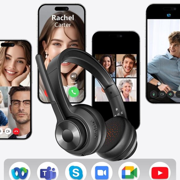 Wireless Headset with Mic for Work, Bluetooth 5.4 Office Headset with Al Noise C - Picture 8 of 9